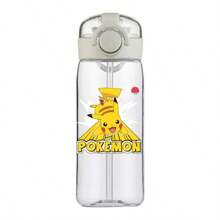 pokemon 400ML Cartoon Pokemon Pikachu Sports Water Bottle Outdoor Large Capacity Leak-Proof Cup Motivational Portable Plastic Cup Straw