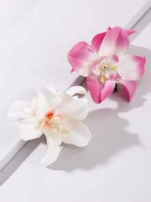 2 件优雅花卉设计时尚发夹，适合度假爪夹发夹发夹 - 彩色 - 查看 2