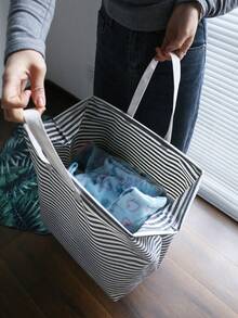 1 件可折叠衣物收纳篮，带长柄，大容量脏衣服收纳桶，高品质布艺洗衣篮，卧室收纳篮 - 彩色 - 查看 8