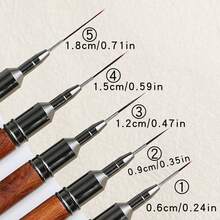 A Set Of 5 Wood Grain Manicure Line Pens With Extremely Thin Smudged Painting Flower Brush Solid Wood Engraving Pen Rod Multi-Functional Manicure Tools Suitable For Painting Lines And Pattern DIY - Brown - View 3