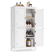 VASAGLE Mueble de Baño, Armario de Baño, Armario de Cocina, con 4 Puertas, Estantes Ajustables, 30 x 60 x 110 cm, Blanco - Nube blanca - Ver 3