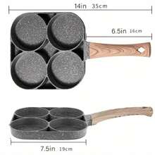 Antihaft-Pfanne mit 4 Löchern - beständige Aluminiumlegierung, vielseitig für Omeletts, Eier, Knödel & Steaks, induktionsplattentauglich, perfekte 4-Gitter-Bratpfanne für Eier, antihaftbeschichteter Haushaltspfanne, antihaftbeschichtete Pfannkuchenpfanne, Pfanne mit Holzgriff für Omeletts und Burger, beständige Aluminiumlegierung, ideal für Omeletts, Burger und Steaks, nur Handwäsche, induktionskompatibel, Küchengeschirr