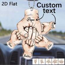 2D Customized Fist Bump Family Heirloom Pendant, Personalized Name Text Keychain, Father's Day Gift,Graphic Print - Multicolor - View 3