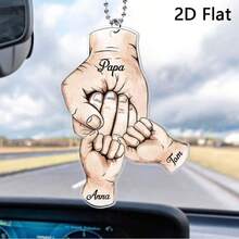 2D Customized Fist Bump Family Heirloom Pendant, Personalized Name Text Keychain, Father's Day Gift,Graphic Print - Multicolor - View 4