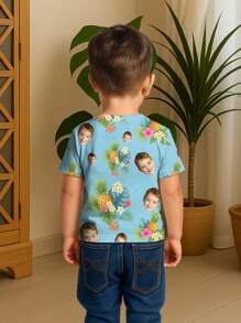 Custom Boys T-Shirt, Personalized Hawaiian Design With Portrait Of People, Pets, Cartoons, Festival Themed Interesting Graphics, Holiday Gift