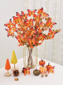 2PCS/4PCS/6PCS Bundle Artificial Autumn Flowers Fake Plastic Plants Indoor And Outdoor Hanging Flower Pots Non Fading Artificial Autumn Plants Thanksgiving Christmas Wedding Party Home Garden Fireplace Decoration