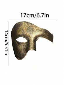 1PC 装扮年会派对化妆舞会男化妆舞会半脸成人复古王子独眼面具，情侣配饰装扮年会派对化妆舞会男化妆舞会半脸成人复古王子独眼面具 - 彩色 - 查看 3