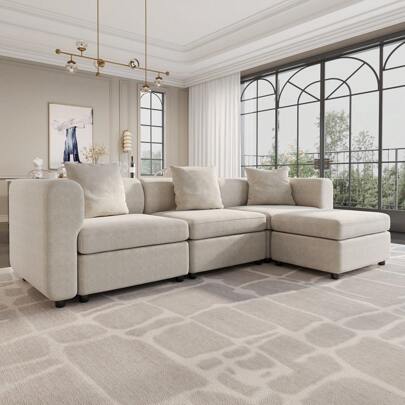 Fabric Sofa, Velvet Sectional Sofa, 2-Seat Sofa For Living Room, L-Shaped Sofa, Convertible Sofa With Cushions, Modern Simplicity Loveseat Sofa,Remova