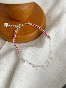 1 件休闲百搭 S925 纯银红绳圆珠手链，女士编织绳手链，女士日常运动度假装 - 銀色 - 查看 7