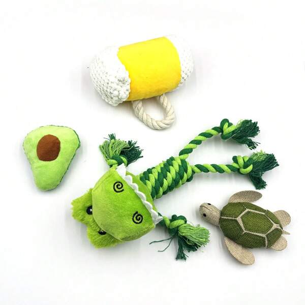4 Pcs Squeaky Plush Dog Toys - Durable, No-Stuffing Animal Chew Toys For Medium & Large Breeds - Interactive Play And Dental Health Interactive Plush Dog Toy Set With Sound Pet Squeaky Toy Set Pet Chew Toy Set Suitable For All Dog Breeds