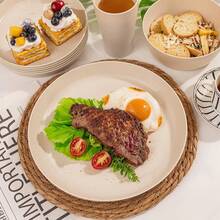 EI 24pcs Grey Wheat Straw Dinnerware Set Of 6,Reuasble Unbreakable Dinner Plates,Wheat Plates And Bowls Sets For Camping,Picninc,Family Dinner - 米色 - 查看 3