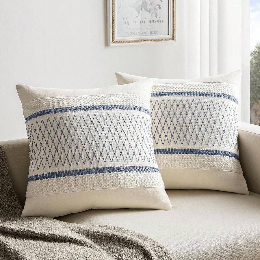 1pc Bohemian Style Decorative Pillow Cover - Blue - View 1