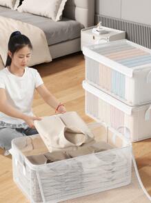 1pc Mesh Storage Box, With A Lid And A Transparent Storage Box, Supported By A Steel Frame For Greater Stability, Suitable For Storing Close Fitting Clothing, Daily Necessities, Travel Storage Boxes, Miscellaneous Storage Boxes, Wardrobe Storage Boxes