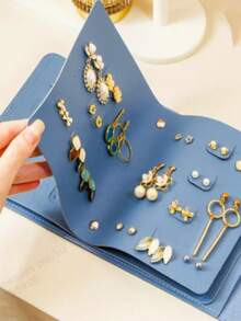 1pc PU Leather Jewelry Box Earring Ring Storage Organizer Holder Book-Shaped With Flip Pages, Multi-Layer, Women (Jewelry Not Included)