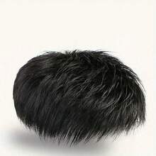 Men's Invisible Hair Topper - Short Straight Synthetic Fiber, Natural Styling, Suitable For Thinning Hair Or Bald Spots, Heat Resistant, Secure Fit - Multicolor - View 1