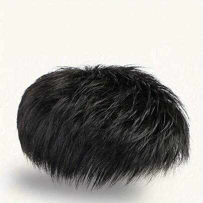 Onzichtbare haarstuk voor heren - korte, rechte synthetische vezel, natuurlijke styling, geschikt voor dunner wordend haar of kale plekken, hittebestendig, veilige pasvorm