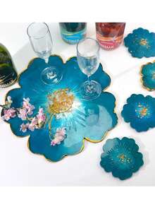 Large Resin Tray Silicone Mold, Flower Coaster Resin Silicone Mold, Flower Epoxy Resin Casting Mold, Suitable For DIY, Home Decor, Trays - White - View 5