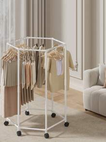 1 Stück einfacher Kleiderständer für den Haushalt / montierter Kleiderständer / Kleiderständer mit Rollen, 360° drehbar, 1,2 Meter hoch, geeignet zum Aufhängen verschiedener Kleidungsarten, passend für Wohnzimmer, Schlafzimmer und andere Räume