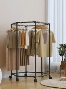 1 Stück einfacher Kleiderständer für den Haushalt / montierter Kleiderständer / Kleiderständer mit Rollen, 360° drehbar, 1,2 Meter hoch, geeignet zum Aufhängen verschiedener Kleidungsarten, passend für Wohnzimmer, Schlafzimmer und andere Räume