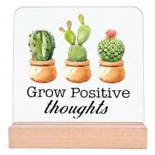 [Office Decor] Inspirational Acrylic Desk Plaque "Growth Looks Different For Everyone" - 4x4 Inches, English Version With Wooden Stand, Ideal For Office, Classroom & Partition Decor, Motivational Gift With Protective Film, Office Decor Accessory | Modern Acrylic Plaque | Clear Text Design, Perfect For Room Decor,Back To School,School Supplies