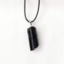 1PC Natural Black Tourmaline Raw Stone Unpolished Gem Pendant Necklace For Men - Unique Crystal Jewelry Gift - Black Tourmaline Pendant - View 17
