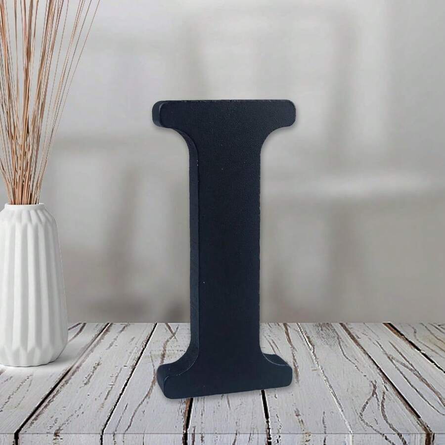 Local Delivery-- 4 Inch Black Wood Letters Unfinished Wood Letters For Halloween Decorative Standing Letters Slices Sign Board Decoration For Craft Home Party Projects (A) - I - 查看 1