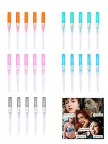 CIZME 2 件/5 件穿孔工具导管针，无菌，适用于耳、鼻、唇、肚脐、身体穿孔，易于使用 - 彩色 - 查看 5