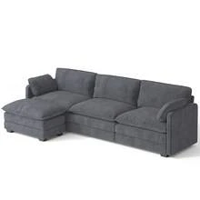 Living Room 3 Seaters Sofa, Sectional Sofa, Modular Combination Sofa, Extra Large Seat Width And Depth, Soft Fabric, Thick Cushions, Arm Pillows, Available In 3 Colors - Dark Grey - View 5
