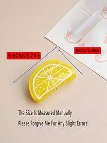 1pc Women Elegant Acrylic Fruit Lemon Watermelon Kiwi Hair Claw Clip, Large Size Non-Slip Fashion Hair Accessory, Suitable For Daily Use And As Gift, Hair Slide, Hair Barrettes