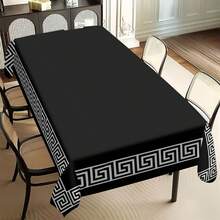 1/20pcs Elegant Grey And Golden Geometric Tablecloth - Wrinkle-Resistant Polyester, Machine-Woven Rectangular Design For Indoor/Outdoor Dining, Parties, And Everyday Decor, Table Decor - Multicolor - View 15