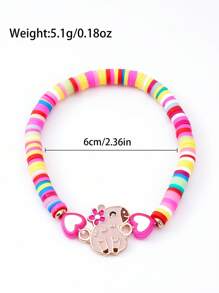 6 pz/set Braccialetto elastico in lega di zinco con ciondolo in argilla polimerica a forma di simpatico capibara per ragazze