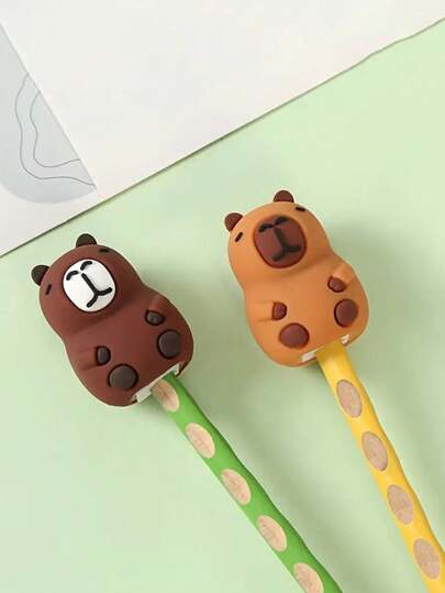 1 Stück/4 Stück Bleistiftspitzer, kreatives, kleines Geschenk für Neujahr & Schuljahresbeginn, kompakt & niedlich 4cm*2,8cm, Büro-/Kunst-/Schulmaterialien, geeignet für Rucksack und Stifteetui, Cartoon Capybara Tierform in hellbraun/dunkelbraun Schulbedarf, Schulanfang