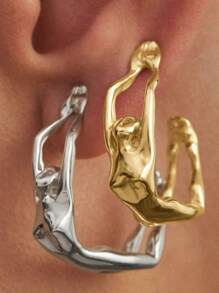 2pcs Women Fashion Unique Body Shape Stud Earrings, Luxury Versatile Hypoallergenic Earrings For Party & Daily Wear, Jewelry Gift