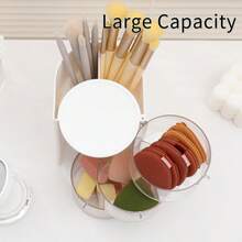 Organizador de 3 capas para accesorios de cabello y brochas de maquillaje con almacenamiento giratorio para joyas y artículos pequeños - Blanco - Ver 4