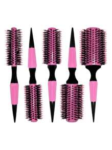 Escova De Cabelo Térmica Rosa Cerdas De Javali Mista Madeira