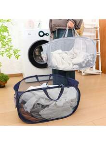 Foldable Multi-Layer Dirty Laundry Basket, Thickened Divided Hamper Storage Basket For Bedroom, Home Use - Multicolor - View 2