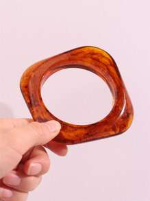 1pc New Resin Geometric Square Bracelet, Irregular Exaggerated Vintage Wide Stackable Bangle Bracelet, Women Jewelry Gift