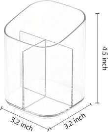 Acrylic Clear 3 Slots Pencil Pen Holder For Desk, Desktop Brush Storage Organizer Pen Cup Stand For Office School Home - 1 - 查看 2