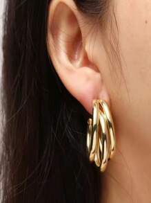 Übertriebene goldfarbene C-förmige Ohrringe mit Hänger für Frauen, modische vintage runde Kreis-Creolen Ohrringe, koreanischer Party-Schmuck