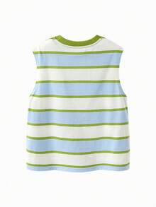 mini bala Boys' Cooling Tank Top – Soft Breathable Sleeveless Tank For Summer Innerwear - White and Blue - View 5