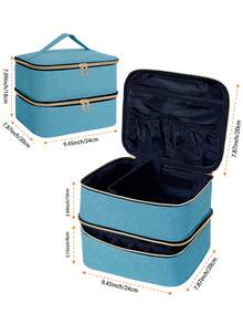 30瓶装指甲油收纳盒 - 容量15毫升/0.5盎司，带工具收纳袋和可调节隔板，双层设计，适合美甲爱好者和美甲师使用。也可作为化妆包、化妆品收纳包使用。 - 彩色 - 查看 9