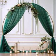 Elegant Emerald Green Wedding Arches - Polyester Fabric Drapes For Ceremony, Reception & Party Decor | Sheer Backdrop Curtains With Floral Accents | Perfect For Christmas & Valentine'S Day Celebration