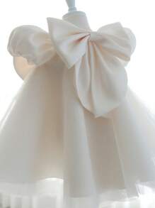 女宝宝连衣裙 1 岁婴儿夏季儿童派对公主裙花童婚纱 - 白色 - 查看 3