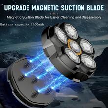 SOLIMPIA 1pc Upgraded Head Shaver For Bald Hair Trimmer For Men Rechargeable LED Display Waterproof Wet/Dry Head Shaver - Blue - View 6