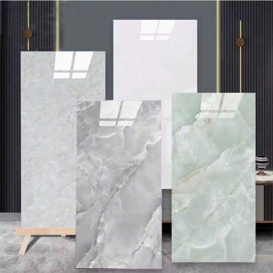 10 片自粘防水 PVC 墙纸,每张 30 厘米 x 60 厘米,覆盖面积 1.8 平方米,仿大理石瓷砖壁纸,适用于厨房、浴室、卧室墙面装饰、房间装修 - 彩色 - 查看 1