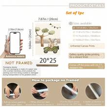 1件/3件/套婴儿房装饰画。动物历险记婴儿墙面艺术套装 - 水彩动物印花、热气球印花、猫咪飞机印花、月亮和云彩背景、柔软彩旗细节、婴儿房墙面装饰