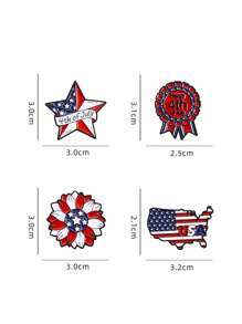 4pcs Colorful Enamel USA Flag Alloy Lapel Pins, Independence Day Commemorative Accessories, Teenagers Five-Pointed Star Brooch, Exquisite Geometric Alloy Brooch