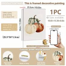 1pc, Canvas Hanging Picture, Framed Art Decoration, Ready To Hang, Wall Arts, Posters, Wall Art With Frame, Orange "Hello Fall", Wall Art, Autumn Leaves Prints, Modern Fall Decor, Pumpkin Decor, Fall Quotes Posters, Fall, Maple Leaf Decoration Posters, Halloween, Halloween Fall Decor, Room Decor, Dorm Decor ,Halloween Decor Home Decor