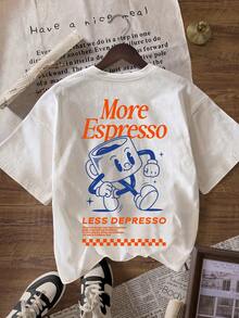 更多 Espresso Coffee Club 图案休闲圆领短袖 T 恤（女款）