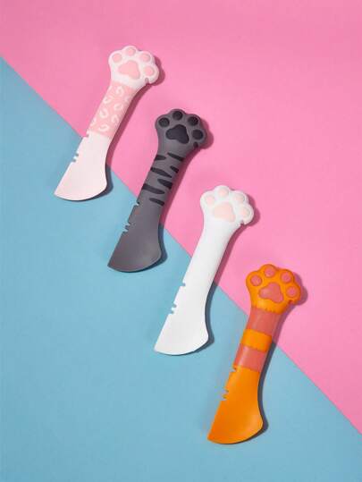 1 colher multifuncional para animais de estimação com design de pata de gato para alimentar, misturar e cobrir alimentos enlatados, incluindo abridor de latas, suprimentos para alimentação de animais de estimação